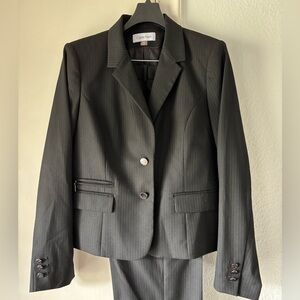 Calvin Klein Women's Charcoal Pinstripe Blazer with Slacks